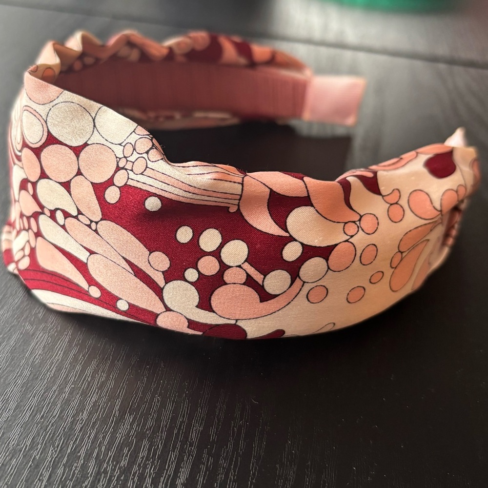 Pink Patterned Silk Headband